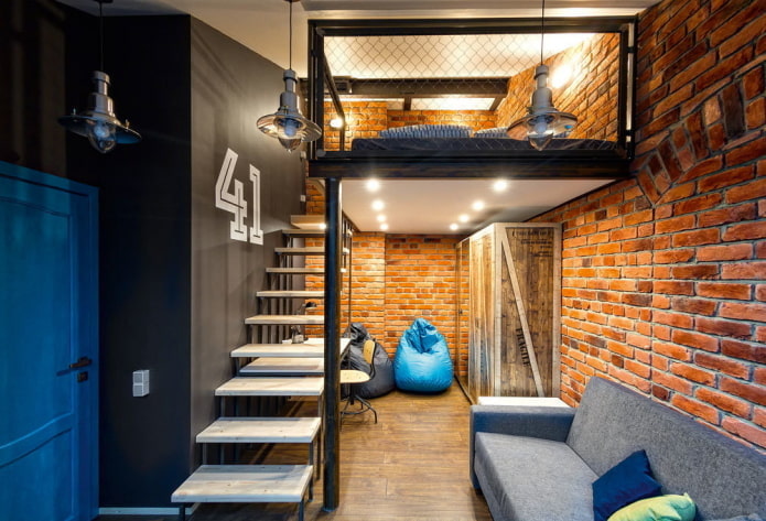 Intérieur d'appartement superposé de style loft