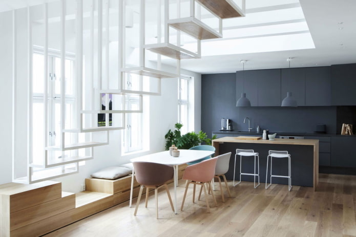 intérieur d'un appartement superposé dans le style du minimalisme