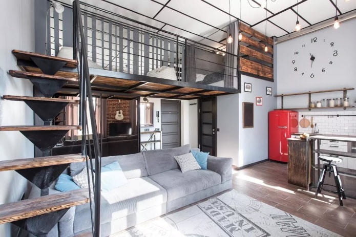 Intérieur d'appartement superposé de style loft