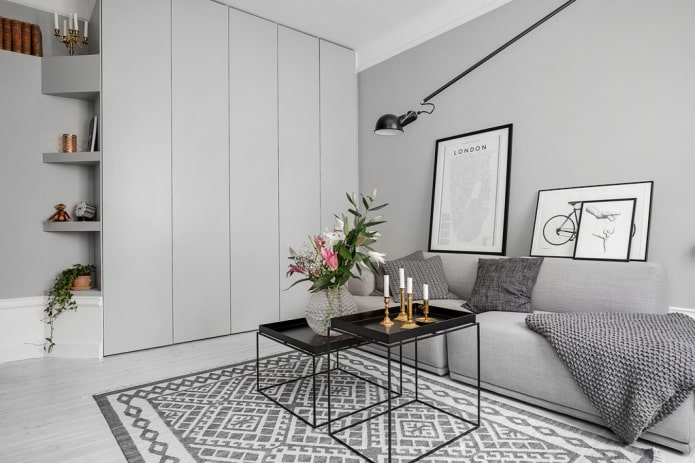 intérieur gris de style scandinave