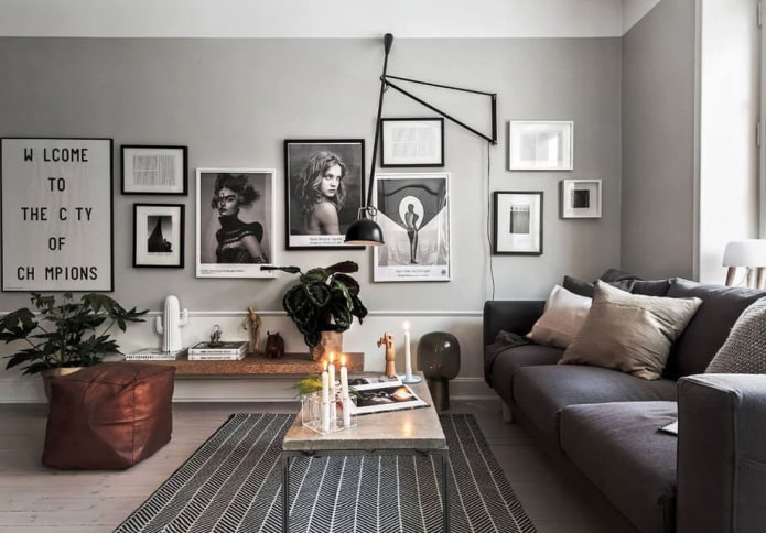 intérieur gris de style scandinave