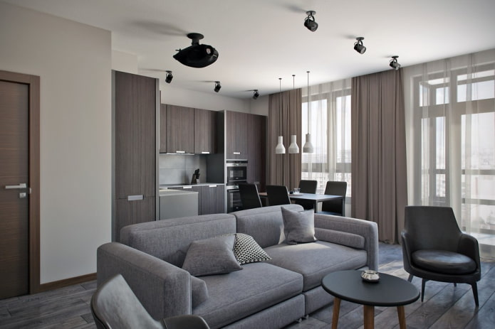 design d'intérieur dans des tons gris-brun