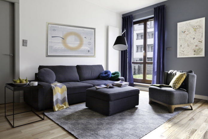 design d'intérieur dans les tons gris-bleu