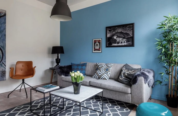 design d'intérieur dans les tons gris-bleu