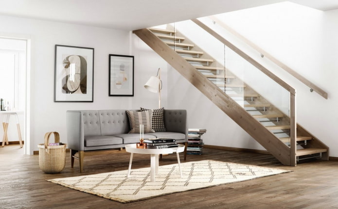 escalier à l'intérieur de la maison dans le style scandinave