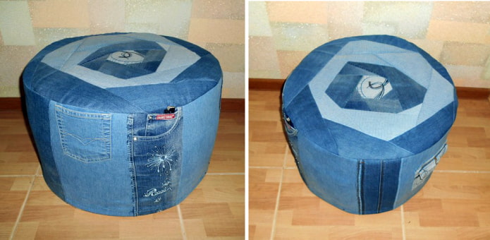 vieux pouf en jean