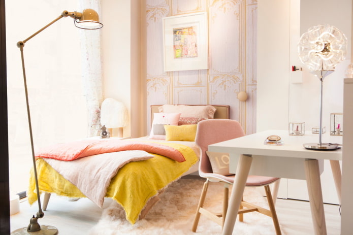 l'intérieur d'une chambre d'adolescent dans un style scandinave