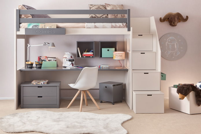 l'intérieur d'une chambre d'adolescent dans un style scandinave