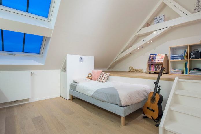 intérieur d'une chambre d'adolescent dans un style loft