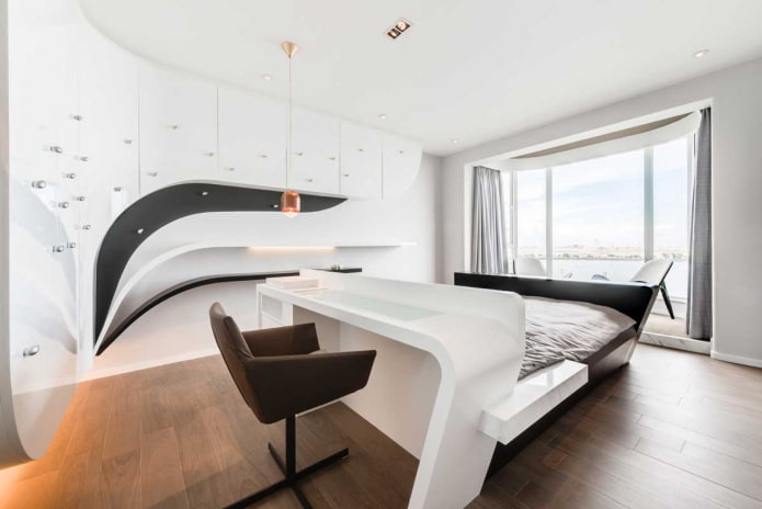 meubles à l'intérieur de la chambre dans un style high-tech