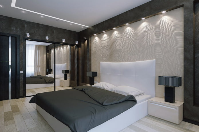 éclairage à l'intérieur de la chambre dans un style high-tech