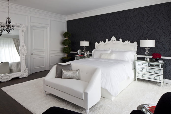 mobilier à l'intérieur de la chambre en noir et blanc