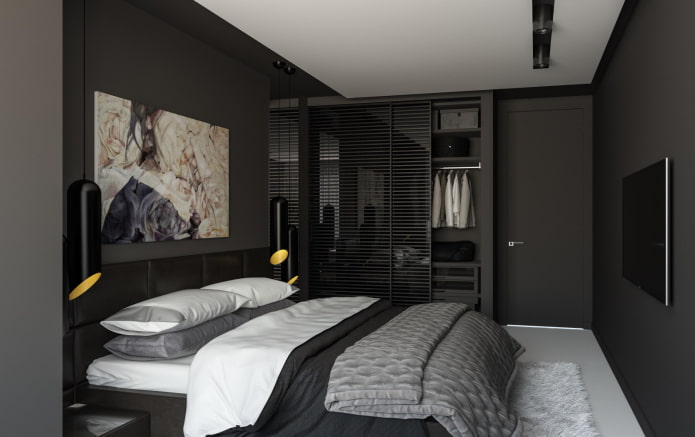 chambre en noir dans un style moderne