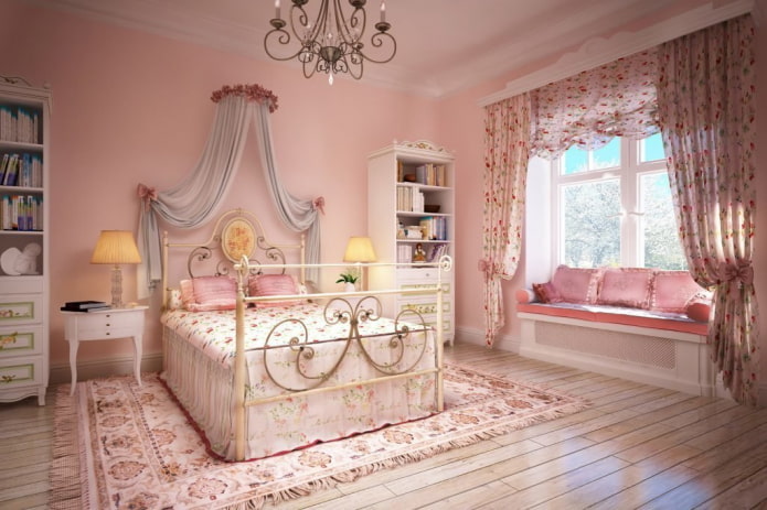 chambre rose de style provençal