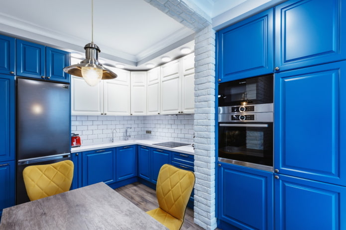 cuisine de style loft bleu