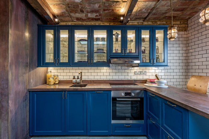 cuisine de style loft bleu