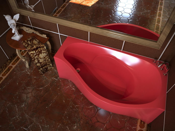 Baignoire d'angle rouge