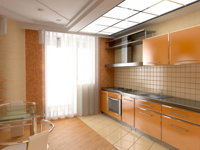 intérieur de cuisine aux couleurs beige et orange