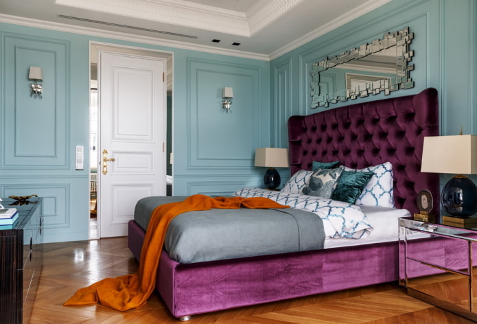 intérieur de chambre bleu lilas