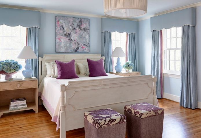 intérieur de chambre bleu lilas