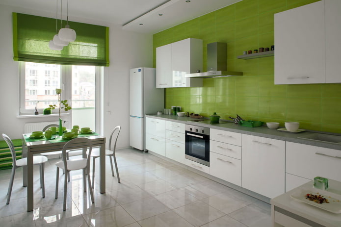 intérieur de cuisine aux couleurs blanc et vert clair