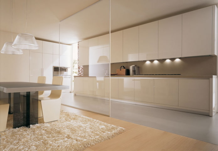 intérieur de cuisine beige dans le style du minimalisme