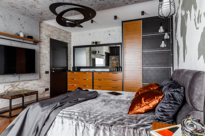 meubles à l'intérieur de la chambre dans un style industriel