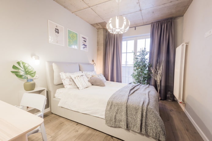 chambre dans le style d'un loft scandinave