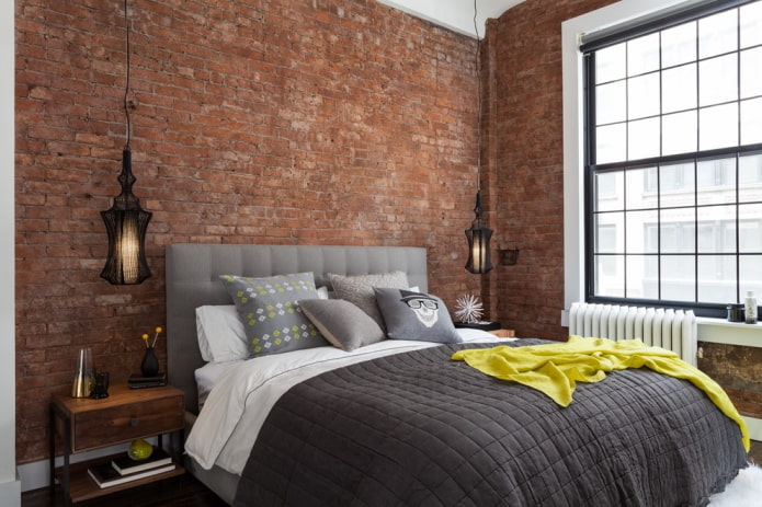 conception d'une petite chambre dans un style industriel