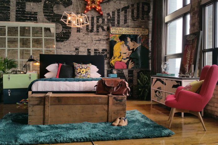 chambre d'adolescent de style industriel