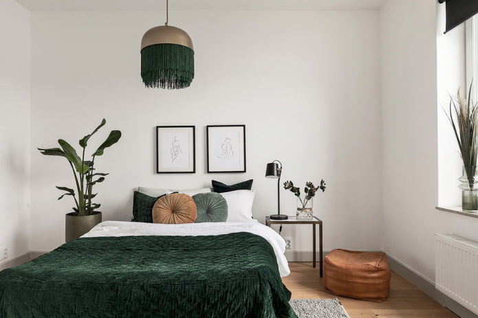 décoration de la chambre dans un style nordique