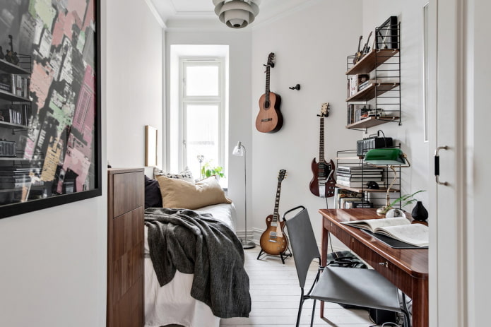 décoration de la chambre dans un style nordique