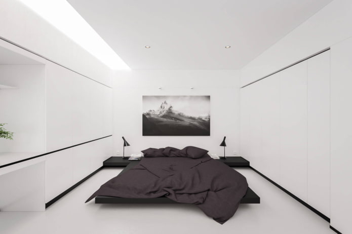 intérieur de la chambre blanche dans le style du minimalisme