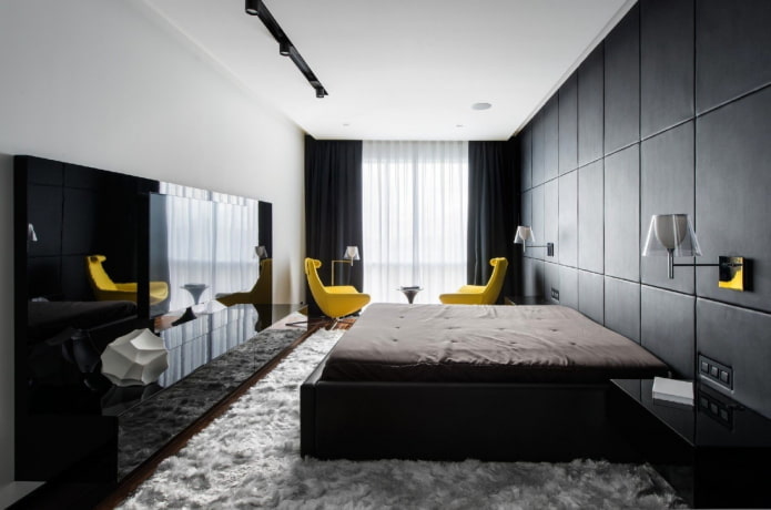 chambre étroite dans un style moderne