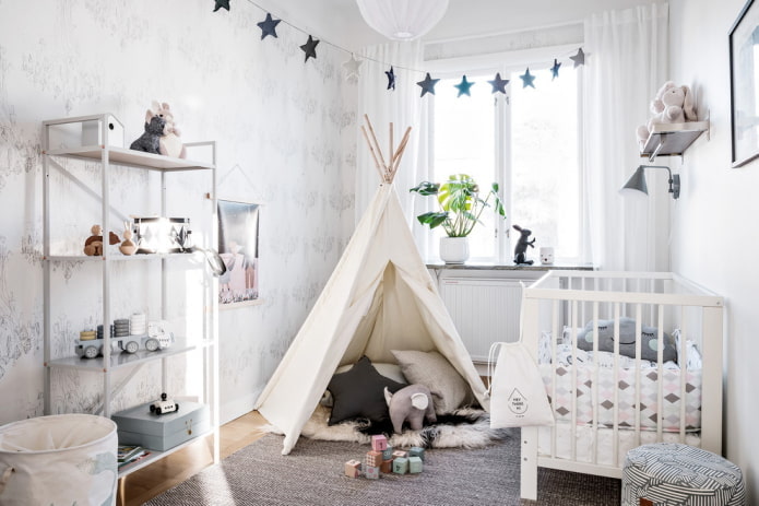 décoration et textiles à l'intérieur de la crèche pour l'enfant