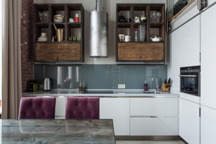 verre dans la décoration du tablier de cuisine