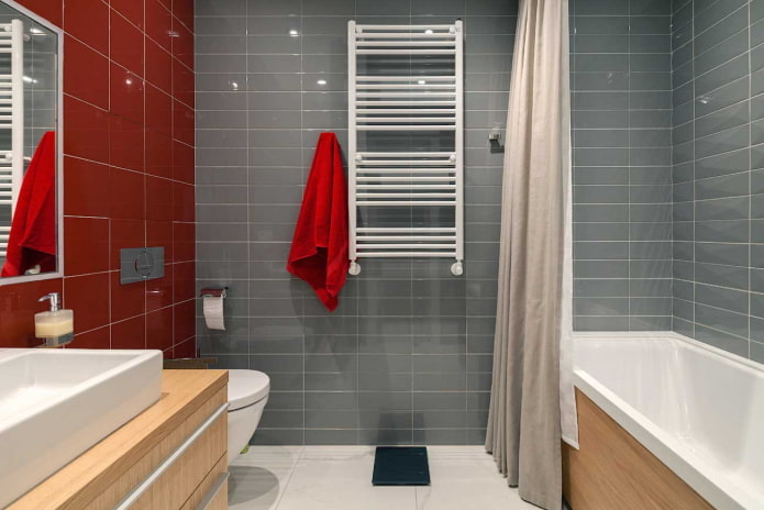 salle de bain dans des tons gris avec des accents gris