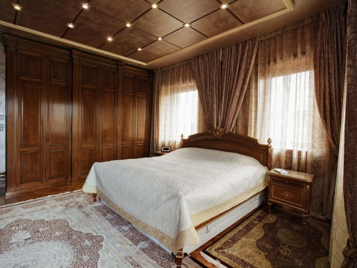 intérieur de chambre marron dans un style classique