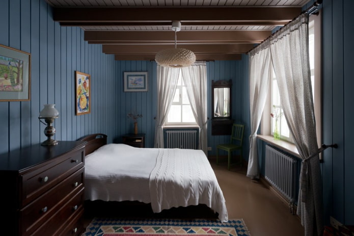 schéma de couleurs de la chambre dans un style campagnard rustique