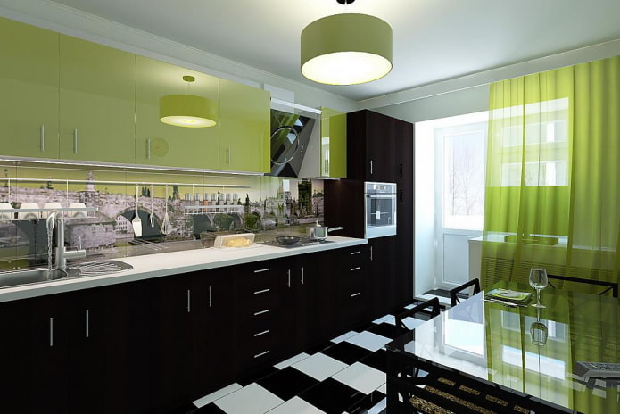 intérieur de cuisine aux couleurs noir et vert