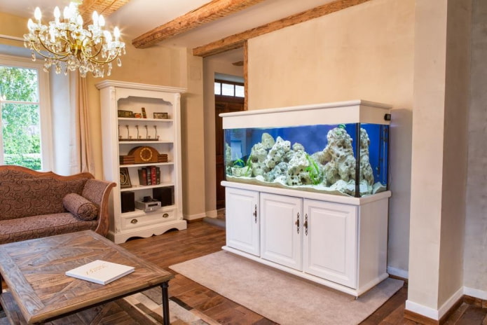 intérieur avec aquarium au sol