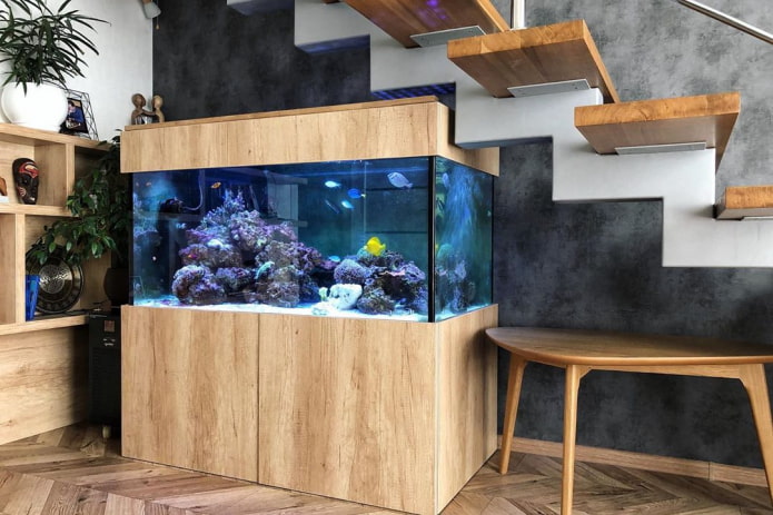 intérieur avec aquarium au sol