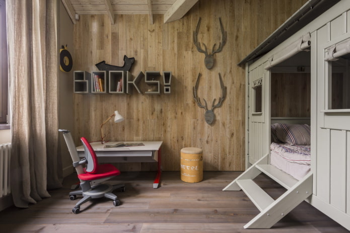 intérieur de chambre d'enfant de style rustique