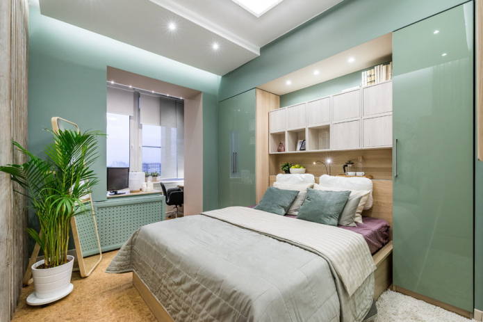 chambre verte dans un style moderne