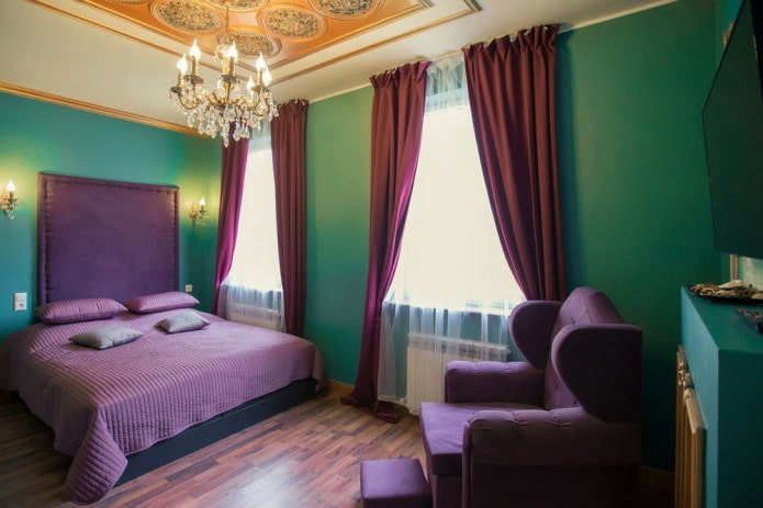 intérieur de chambre vert lilas