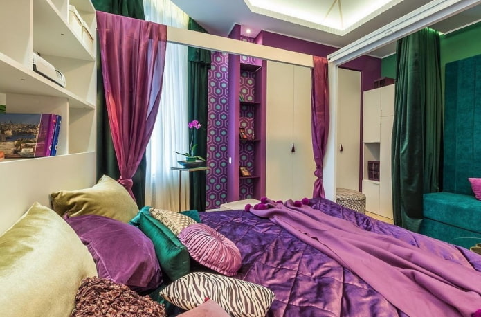 intérieur de chambre vert lilas