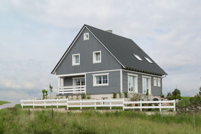 kulay abong bahay sa istilong Scandinavian