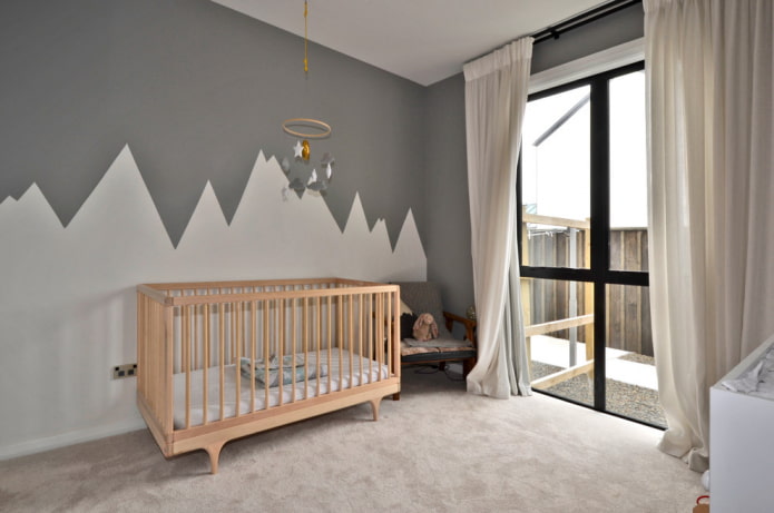 intérieur de chambre d'enfant beige et gris