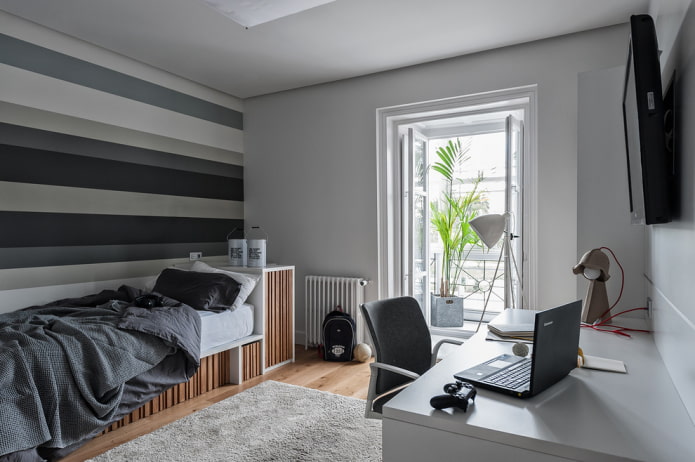 conception de chambre grise pour un adolescent