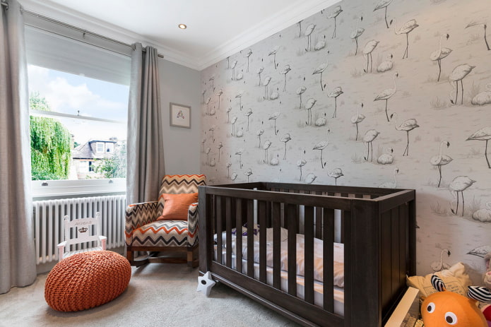 design de chambre d'enfant gris clair